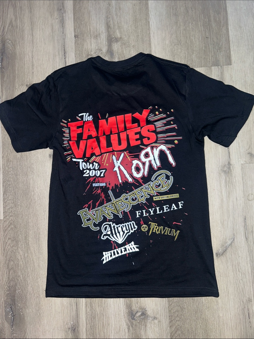 Korn The Family Values Tour 2007 Black Graphic Rock Nu Metal Band Tee